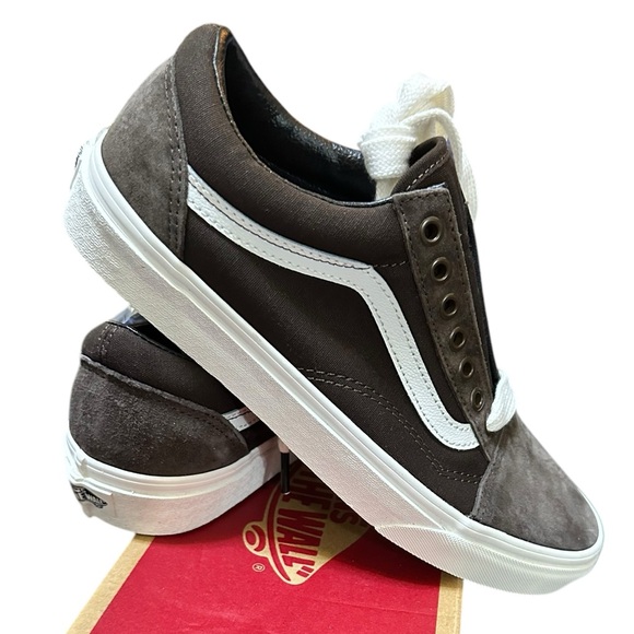 NIB Vans OLD SKOOL OVERSIZED LACE Brown Suede Sneaker Shoe UNISEX - M 8.5 - W 10 - Picture 4 of 16